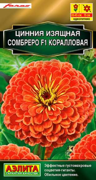 Цинния F1 Сомбреро коралловая (аэлита) 12 шт  – купить в г. Москва