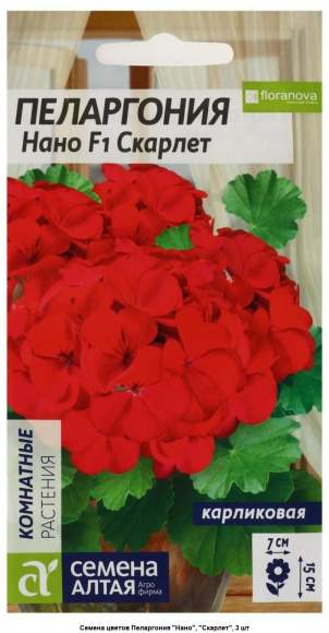 Пеларгония Нано F1 скарлет карливовая (семена Алтая) 3 шт  – купить в г. Москва