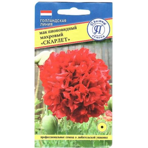 Мак пионовидный Махровый Скарлет (престиж) 0,1 гр однолетний  – купить в г. Москва