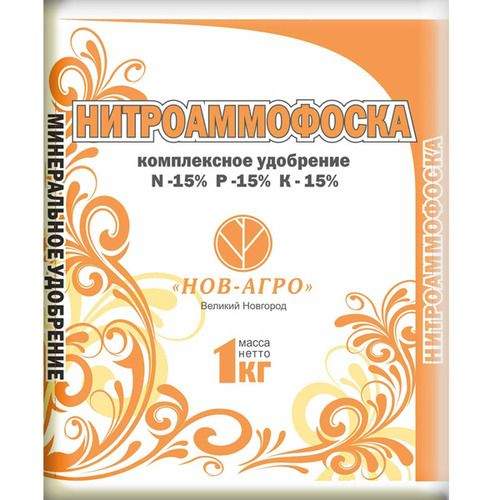 Нитроаммофоска N-15, P-15, K-15 (Нов-Агро) 1кг Нитроаммофоска N-15, P-15, K-15 (Нов-Агро) 1кг